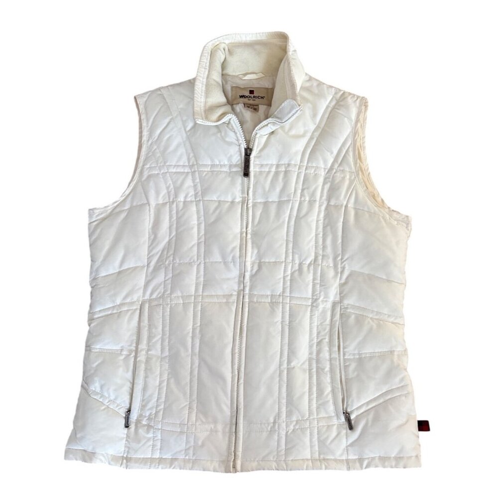 Woolrich Vest Womens Med White Quilted Zip Up Sleeveless Outerwear